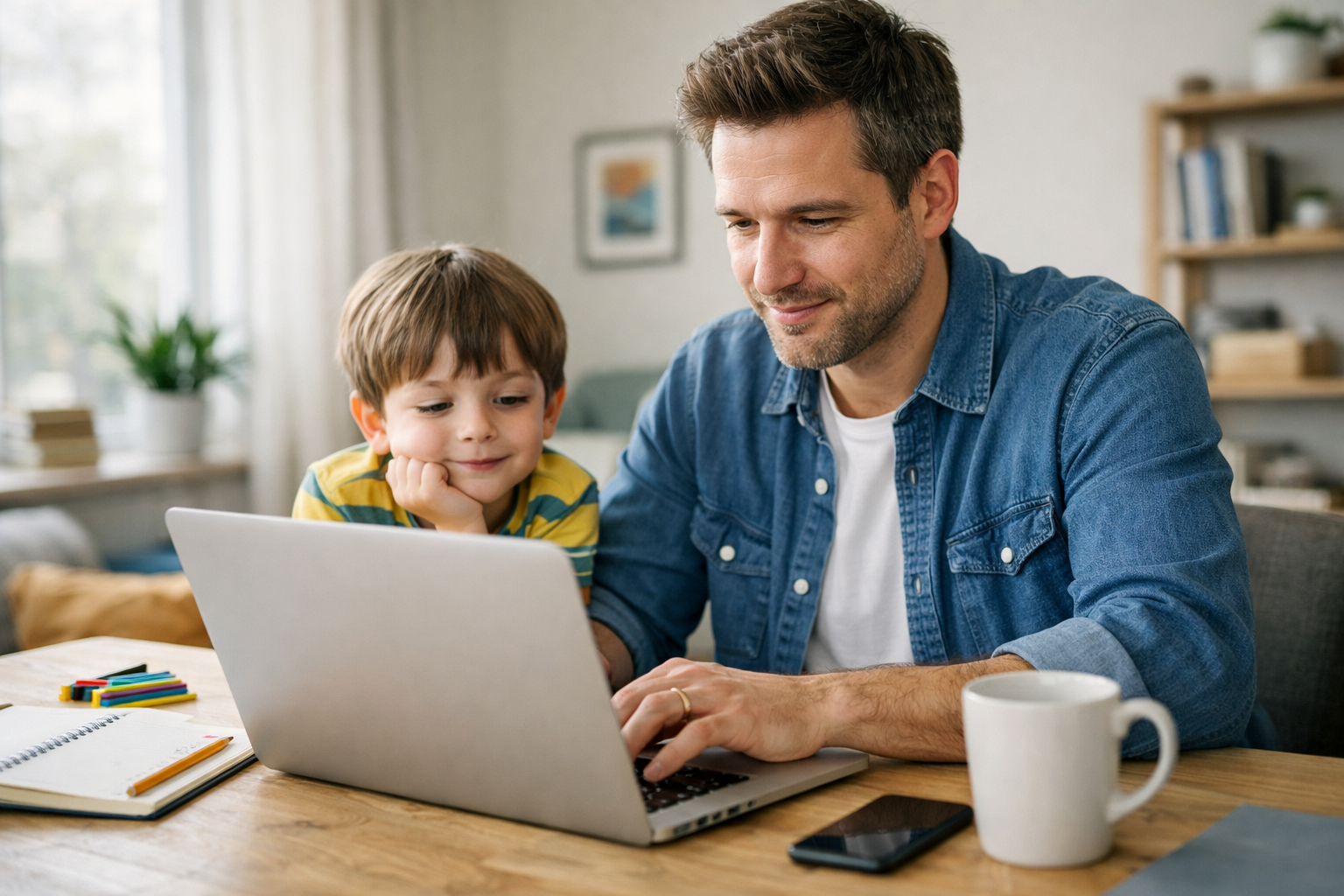 Kid with Parent on Computer-1