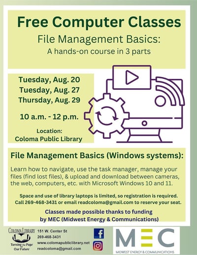 coloma digital literacy class flyer