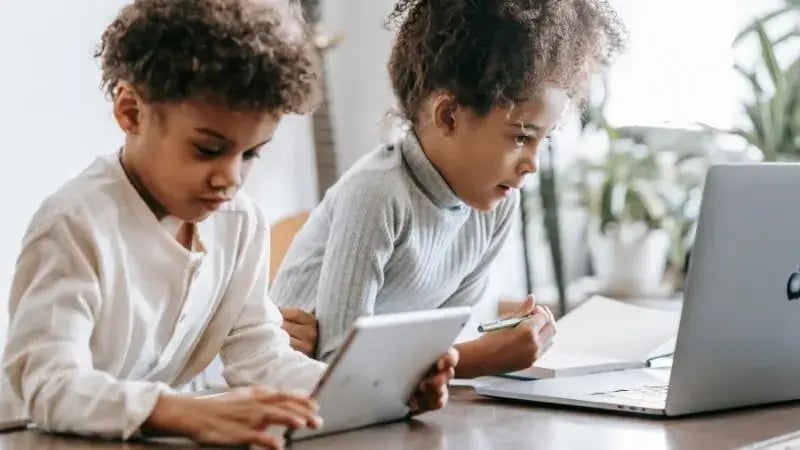 Children working on computers
