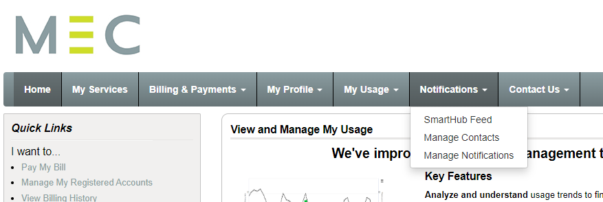 notifications dropdown